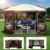 Gazebo Screen Tent, 10 x 10 ft, 6 Sided Pop-up Camping Canopy Shelter Tent with Mesh Windows, Portable Carry Bag, Ground Stakes, Large Shade Tents for Outdoor Camping, Lawn and Backyard